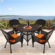 Jeco 5 Piece Wicker Patio Dining Set in Espresso and Orange