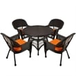 Jeco 5 Piece Wicker Patio Dining Set in Espresso and Orange