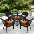Jeco 5 Piece Wicker Patio Dining Set in Espresso and Orange