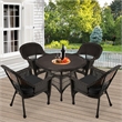 Jeco 5 Piece Resin Wicker Outdoor Patio Dining Set in Espresso w/Black Cushion