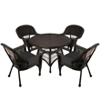 Jeco 5 Piece Resin Wicker Outdoor Patio Dining Set in Espresso w/Black Cushion