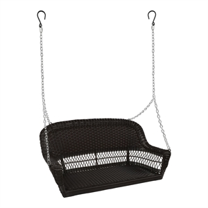 Jeco Resin Wicker Traditional Hanging Porch Swing in Espresso