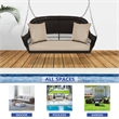 Jeco Wicker Porch Swing in Espresso with Tan Cushion