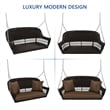 Jeco Wicker Porch Swing in Espresso with Brown Cushion