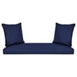 Jeco Wicker Porch Swing in Espresso with Blue Cushion