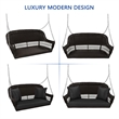 Jeco Wicker Porch Swing in Espresso with Black Cushion