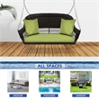 Jeco Wicker Porch Swing in Espresso with Green Cushion