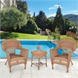 Jeco 3pc Wicker Chair and End Table Set in Honey without Cushion