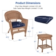 Jeco 3 Piece Resin Wicker Patio Conversation Set in Honey and Blue