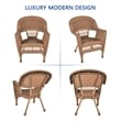 Jeco 3 Piece Resin Wicker Patio Conversation Set in Honey and Blue