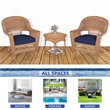 Jeco 3 Piece Resin Wicker Patio Conversation Set in Honey and Blue