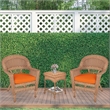 Jeco 3 Piece Resin Wicker Patio Conversation Set in Honey and Orange