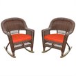 Jeco Wicker Chair in Honey with Red Cushion (Set of 4)