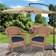 Jeco Wicker Chair in Honey with Blue Cushion (Set of 2)
