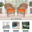 Jeco Wicker Chair in Honey with Orange Cushion (Set of 2)