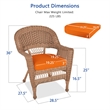 Jeco Wicker Chair in Honey with Orange Cushion (Set of 2)