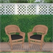 Jeco Wicker Chair in Honey with Black Cushion (Set of 2)