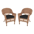 Jeco Wicker Chair in Honey with Black Cushion (Set of 2)