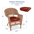 Jeco Wicker Chair in Honey with Red Cushion (Set of 2)