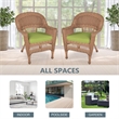 Jeco Wicker Chair in Honey with Green Cushion (Set of 2)