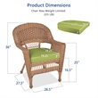 Jeco Wicker Chair in Honey with Green Cushion (Set of 2)