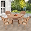 Jeco 5 Piece Wicker Patio Dining Set in Honey and Tan