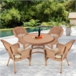 Jeco 5 Piece Wicker Patio Dining Set in Honey and Tan