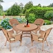 Jeco 5 Piece Wicker Patio Dining Set in Honey and Tan