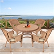 Jeco 5 Piece Wicker Patio Dining Set in Honey and Tan