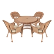 Jeco 5 Piece Wicker Patio Dining Set in Honey and Tan
