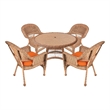 Jeco 5 Piece Wicker Patio Dining Set in Honey and Orange
