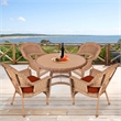 Jeco 5 Piece Wicker Patio Dining Set in Honey and Red