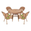 Jeco 5 Piece Resin Wicker Outdoor Patio Dining Set in Honey w/Sage Green Cushion