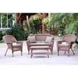 Jeco 4pc Wicker Conversation Set in Honey with Cocoa Brown Cushions