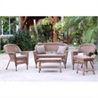 Jeco 5pc Wicker Conversation Set in Honey with Brown Cushions