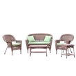 Jeco 5pc Wicker Conversation Set in Honey with Green Cushions