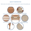 Jeco Wicker Patio Love Seat and Coffee Table Set in Honey with Tan Cushion