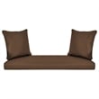 Jeco Wicker Patio Love Seat and Coffee Table Set in Honey with Brown Cushion