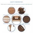 Jeco Wicker Patio Love Seat and Coffee Table Set in Honey with Brown Cushion