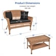 Jeco Wicker Patio Love Seat and Coffee Table Set in Honey with Black Cushion