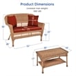 Jeco Wicker Patio Love Seat and Coffee Table Set in Honey