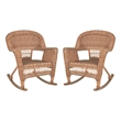 Jeco Resin Wicker Patio Rocker in Honey (Set of 2)