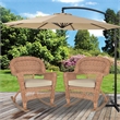 Jeco Wicker Rocker Chair in Honey with Tan Cushion (Set of 2)
