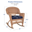 Jeco Wicker Rocker Chair in Honey with Blue Cushion (Set of 2)