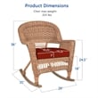 Jeco Wicker Rocker Chair in Honey with Red Cushion (Set of 2)