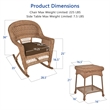 Jeco 3pc Wicker Rocker Chair Set in Honey with Brown Cushion