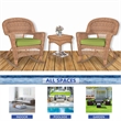 Jeco 3pc Wicker Rocker Chair Set in Honey with Green Cushion