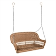 Jeco Resin Wicker Traditional Hanging Porch Swing in Honey