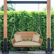 Jeco Honey Resin Wicker Hanging Porch Swing with Cushion in Honey/Tan