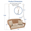 Jeco Honey Resin Wicker Hanging Porch Swing with Cushion in Honey/Tan